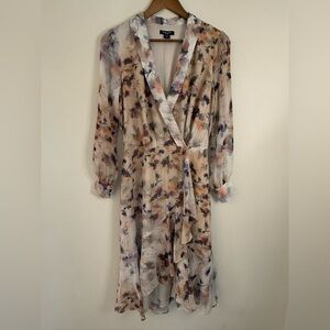 Marciano Guess floral ruffled V neck dainty midi dress SZ 2